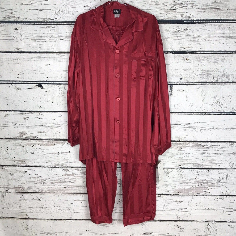 Silk Mens Red Pajama Lounge Set 100% Silk NWT Size Large